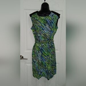 Emma & Michele Vibrant Green and Blue Midi Dress